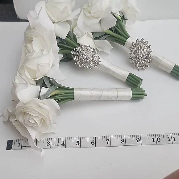 Wedding Beautiful Bride Bridal bouqet Real Touch Forever Flowers Bridesmaid 1pc - Picture 10 of 14
